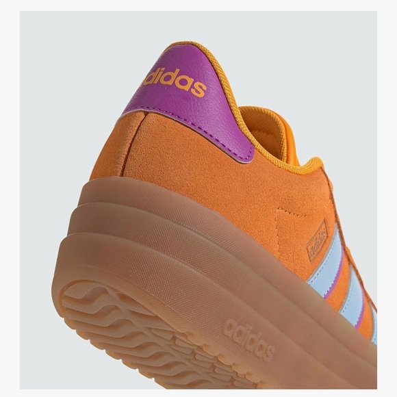 Adidas Vibrant Orange Sneakers with Purple and Blue Stripes - Picture 3 of 4